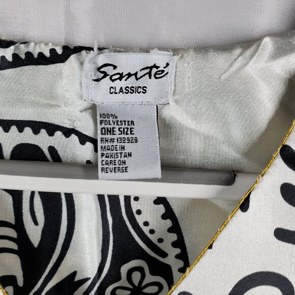 Sante Classics Kaftan Long Pullover White Black Ancient Hieroglyphics OSFM - Picture 3 of 9